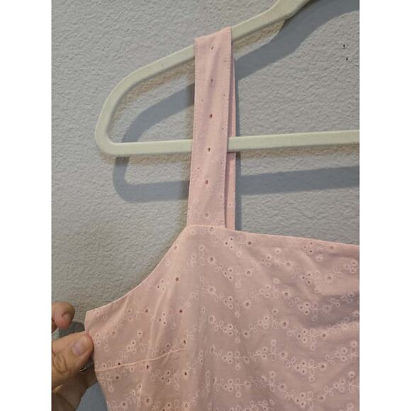 Barbour Women's Pink Eyelet Embroidered Midi Dress Size 6 Sleeveless - Picture 6 of 14